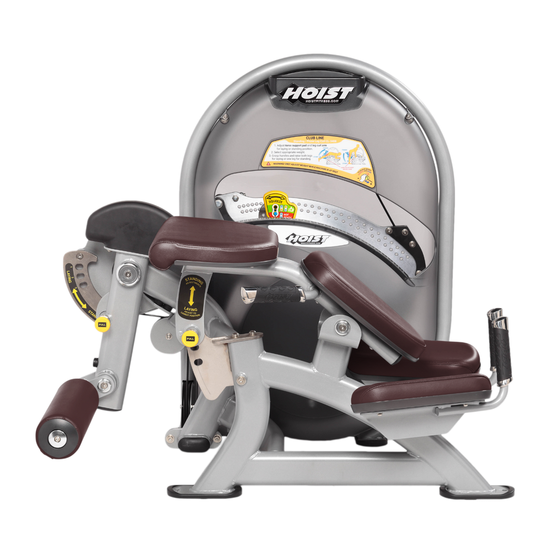 Platinum Dual-function standing and prone leg curl machine with adjustable pads for targeted hamstring training