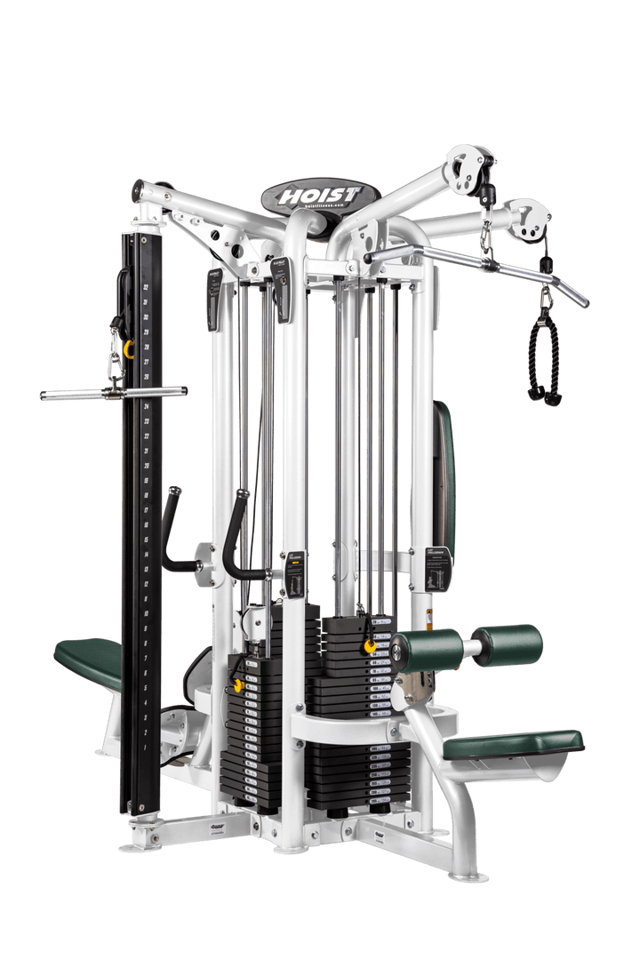 Commercial 4 station multi gym with compact single pod design for full body strength training