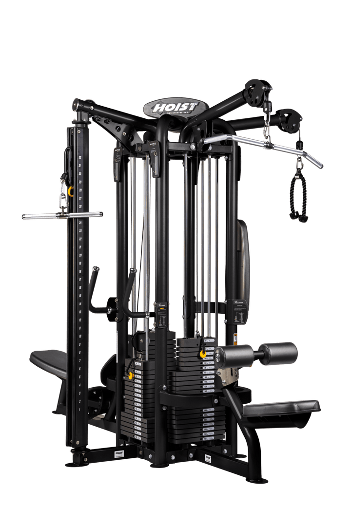 Commercial 4 station multi gym with compact single pod design for full body strength training