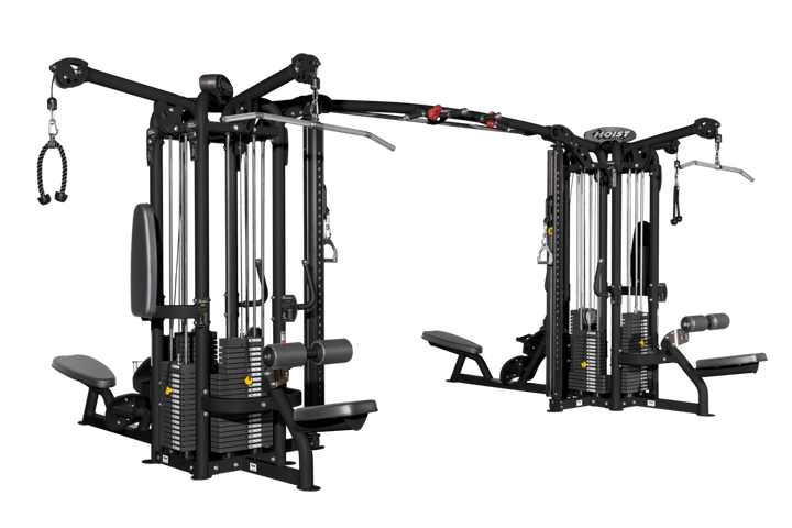 Commercial 9 station dual pod multi gym with multiple cable stations for full body strength training