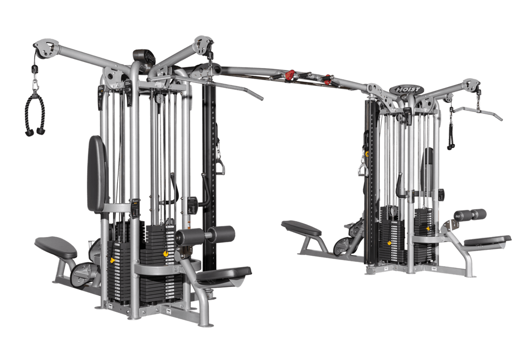 Commercial 9 station dual pod multi gym with multiple cable stations for full body strength training
