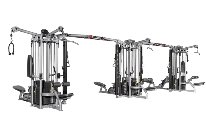 Commercial 14 station tri pod multi gym with multiple cable stations designed for high-capacity full body training