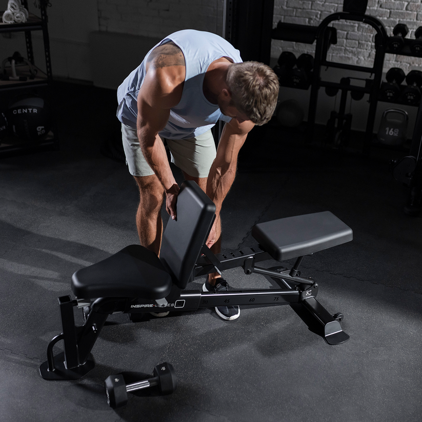Adjustable weight bench quick backrest adjustment mechanism for switching incline positions during workouts