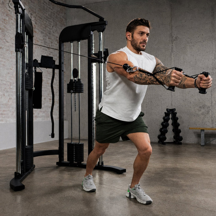 Centr 2 functional trainer in use for a standing cable strength exercise