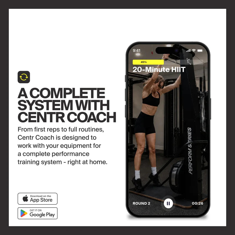Centr Coach app with guided workout programs for the Perform Series equipment.