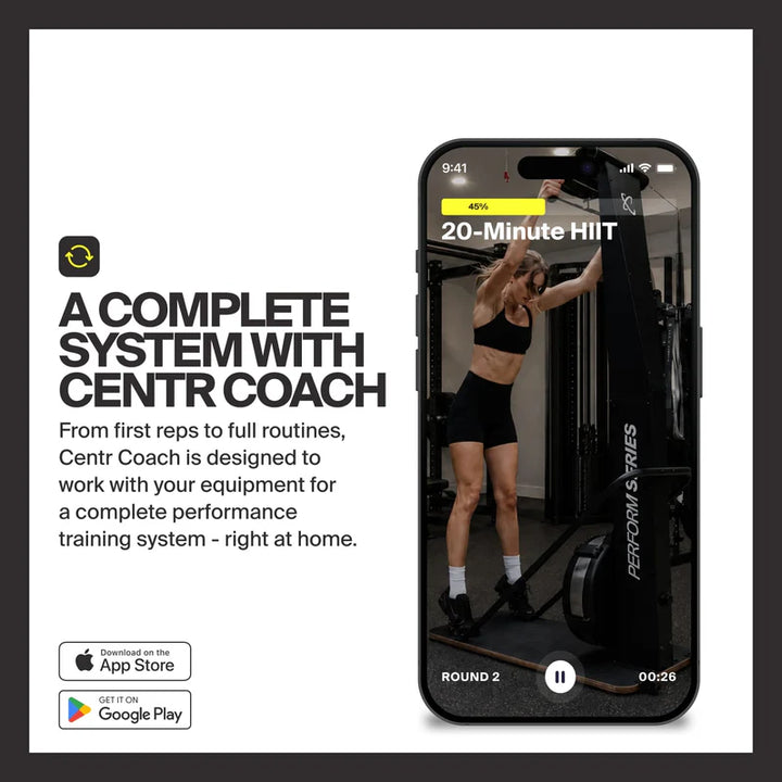 Centr Coach app with guided workout programs for the Perform Series equipment.
