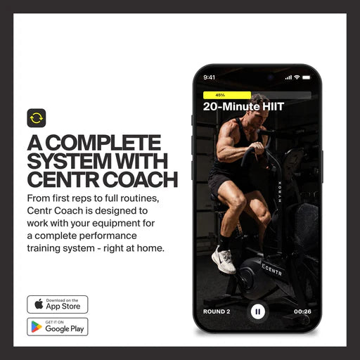 Centr Coach app with guided training programs for Perform Series fitness equipment.