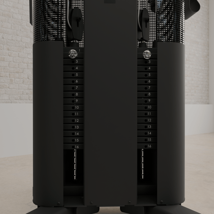 Close-up of Centr Inspire FT1 PRO functional trainer dual weight stack system