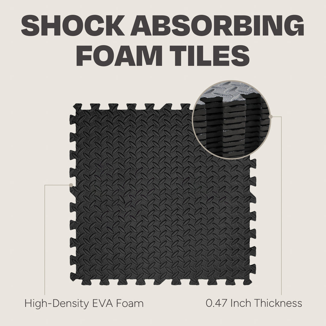 Centr gym flooring tile showing textured high-density EVA foam and 0.47-inch thickness