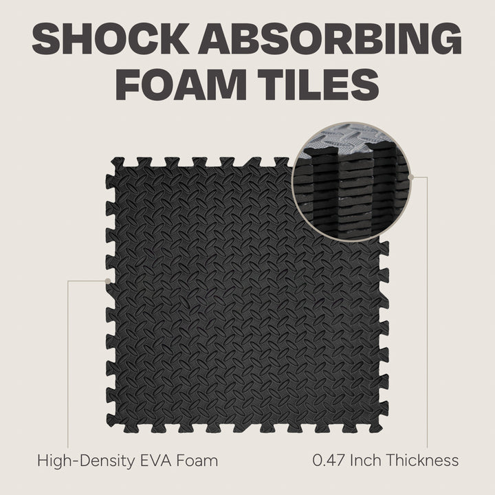 Centr gym flooring tile showing textured high-density EVA foam and 0.47-inch thickness