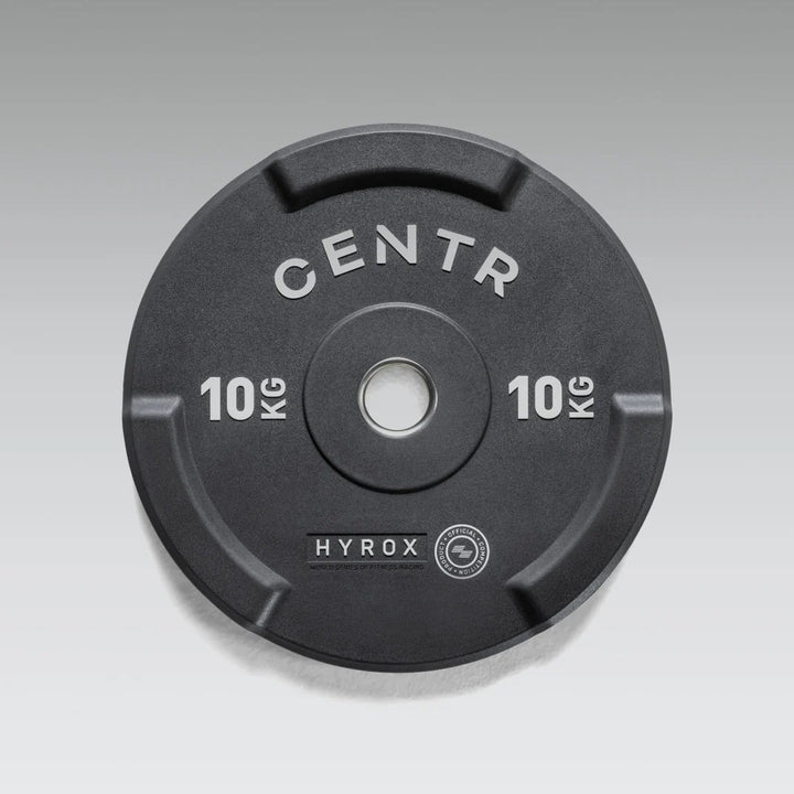 Centr x HYROX Edge Bumper Plate in the 10 kg weight.