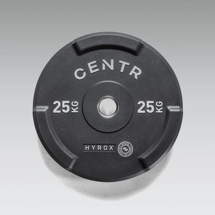 Centr x HYROX Edge Bumper Plate 25 kg with interlocking design and CPU coating.