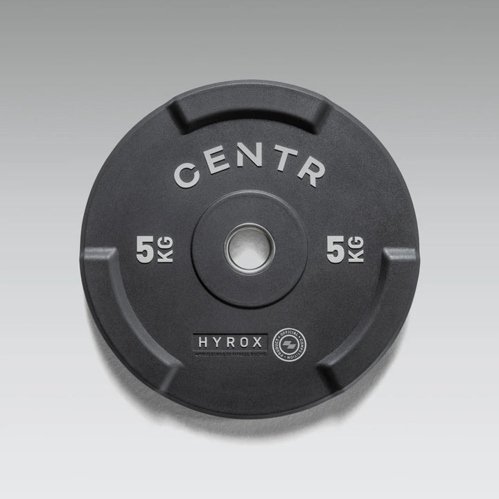 Centr x HYROX Edge Bumper Plate in the 5 kg weight.
