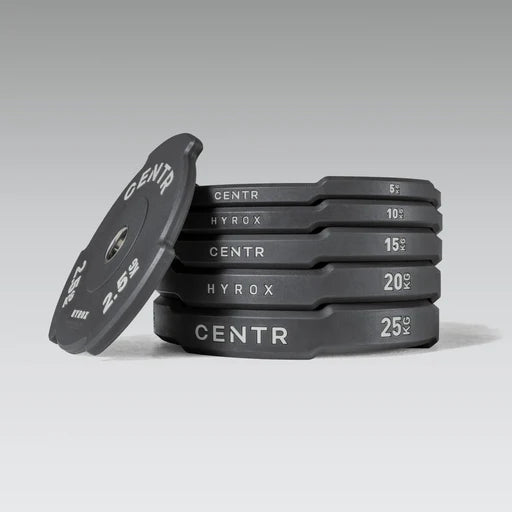 Stacked Centr x HYROX Edge Bumper Plates in multiple weight options.