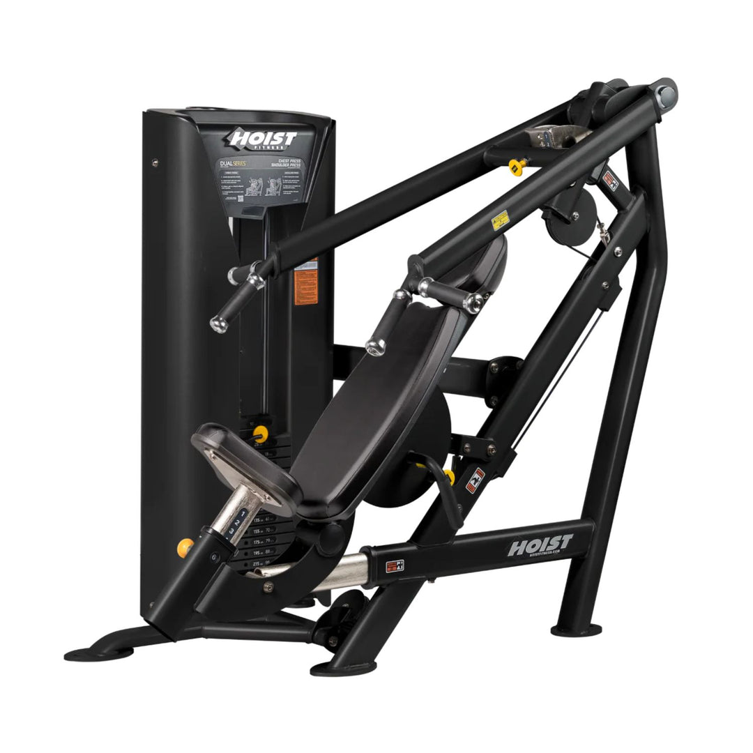 black chest and shoulder press machine for gym strength training