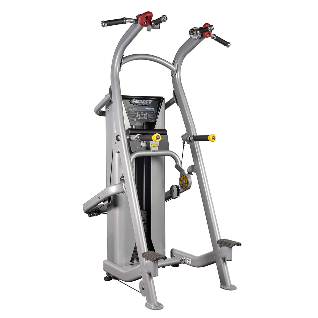 assisted chin dip machine in light frame finish for upper body workouts