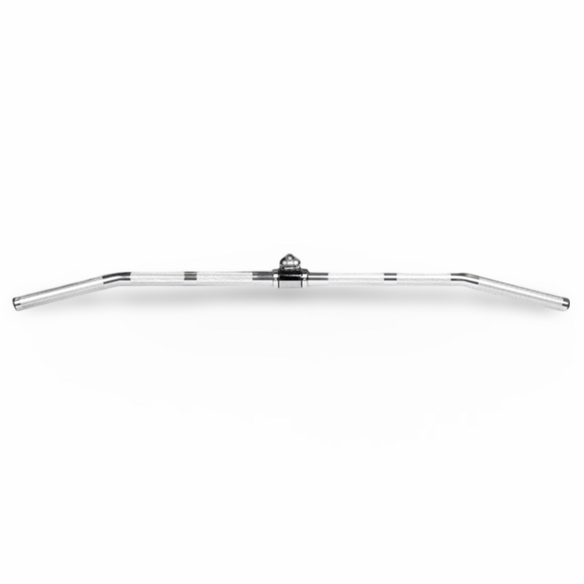 chrome lat pulldown bar with angled wide grips for cable machine back and lat exercises