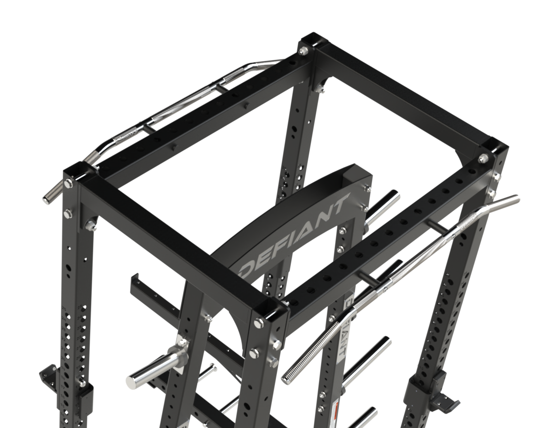 Top view of the Combo Half Rack Short Base System highlighting the upper frame and chin bar assembly.