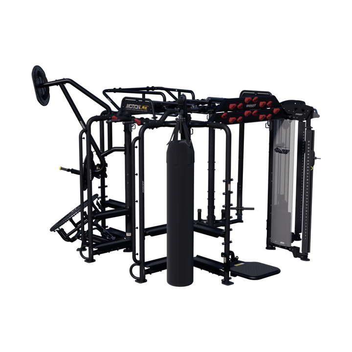 commercial multi-user Motion Cage training system designed for strength training, conditioning, suspension workouts, and boxing exercises