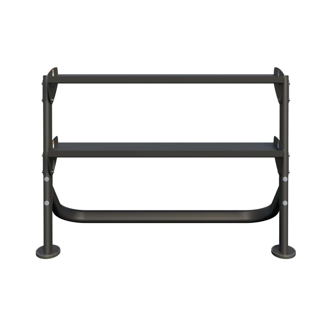 compact two tier dumbbell rack for small home gym weight organization