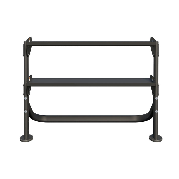 compact two tier dumbbell rack for small home gym weight organization
