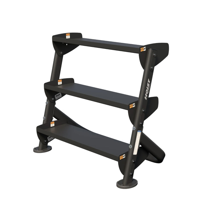 curved dumbbell rack with multi level shelves for stylish gym organization