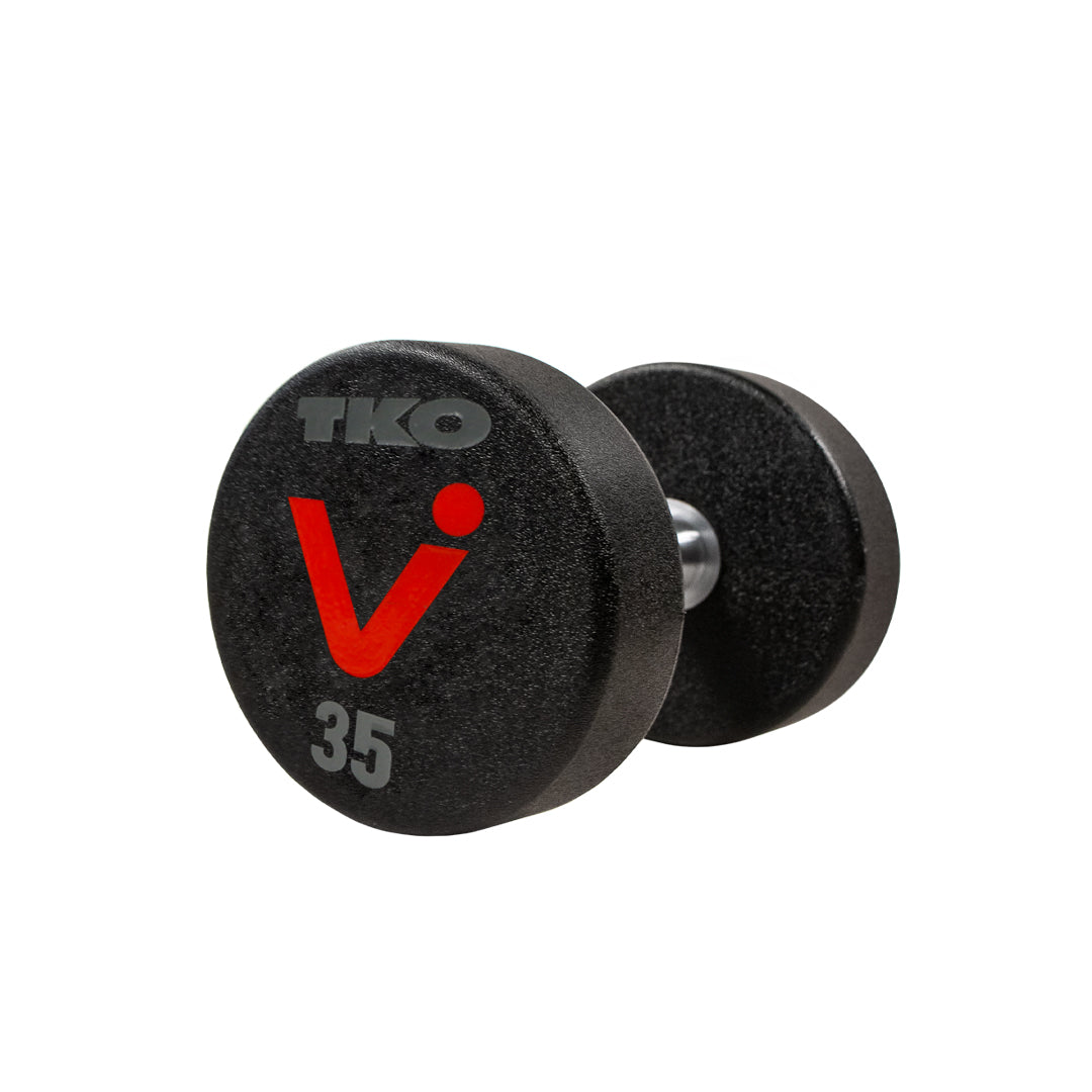 Strength training dumbbells featuring custom logos and engraved branding options