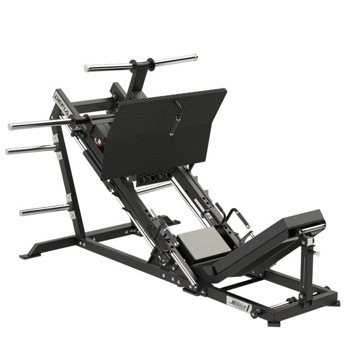 Defiant Strength 35-degree plate loaded linear leg press with oversized footplate.