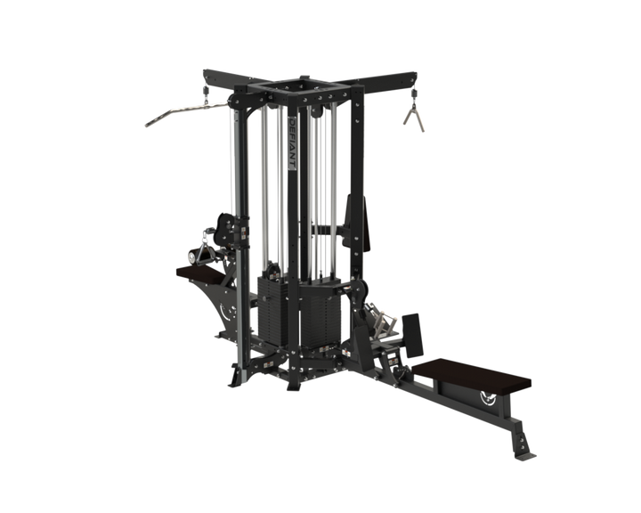 Defiant Strength MS-4 multi-station gym system with multiple workout stations.