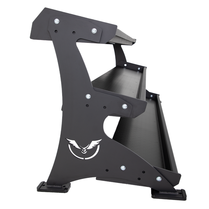 Side frame of the Defiant Strength 3 tier adjustable tray rack.