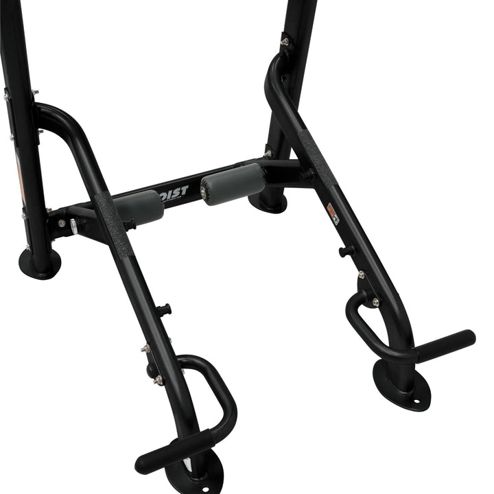 Fitness tree base frame close up showing stable footing and durable construction for safe workouts