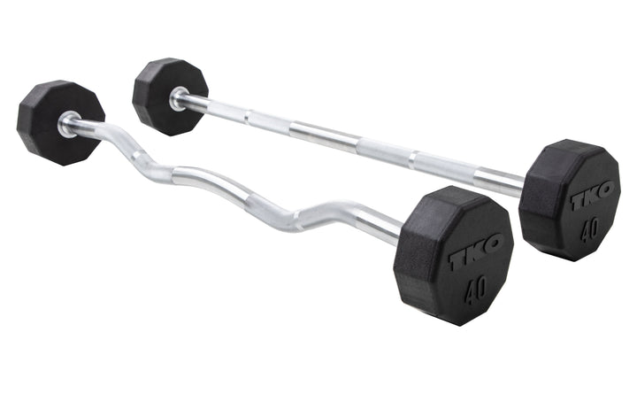 TKO fixed curl bar rubber barbell