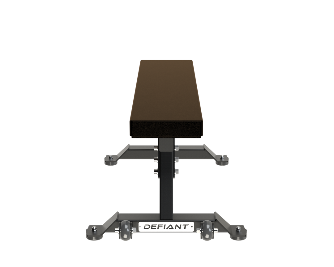 Front view of the Defiant Strength flat utility weight bench