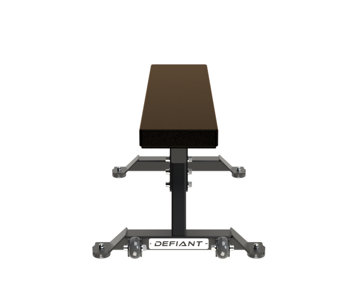 Front view of the Defiant Strength flat utility weight bench