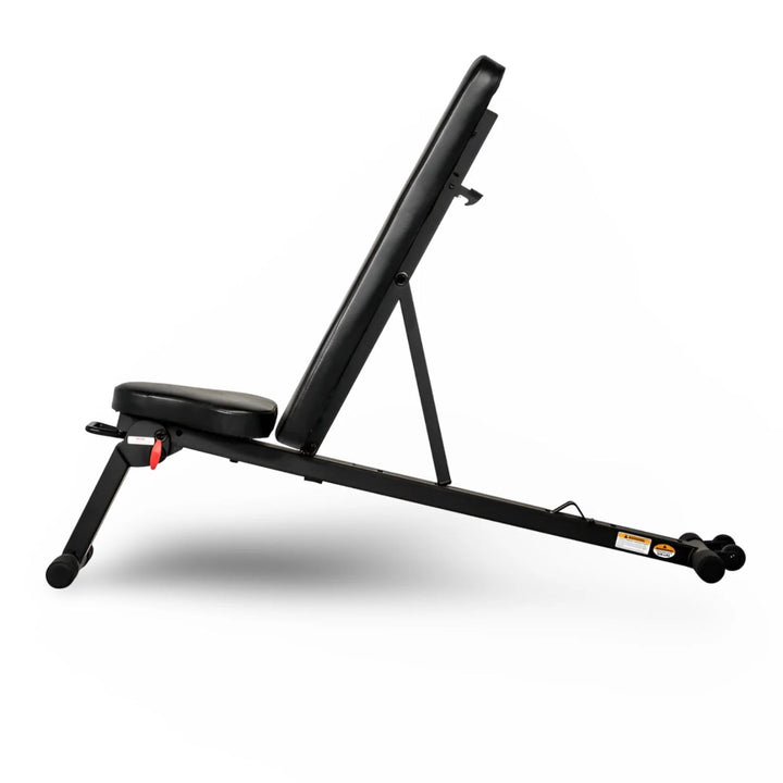 Folding adjustable bench upright incline setting for upper body exercises in space saving home gym workouts