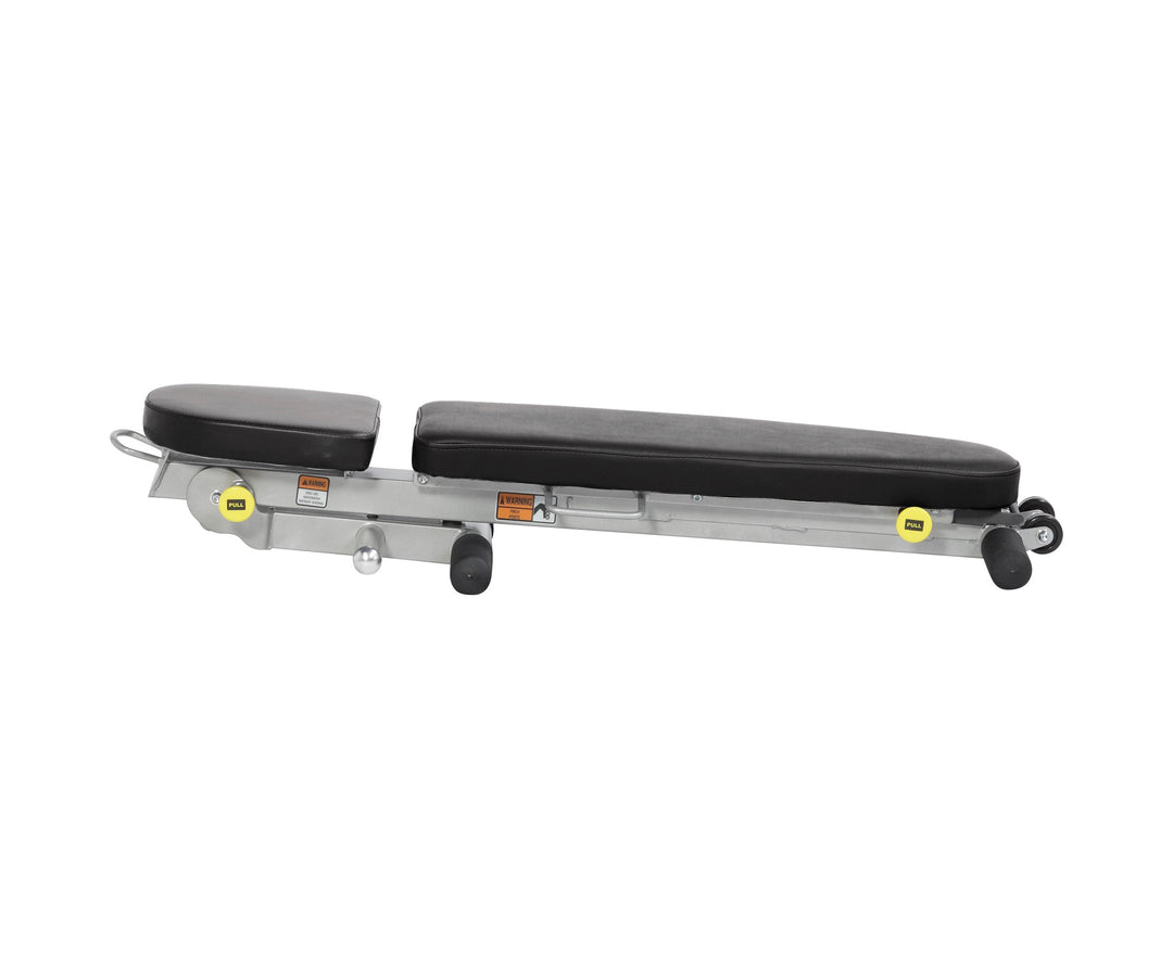 Folding multi bench fully folded design for easy storage and portability in small workout spaces
