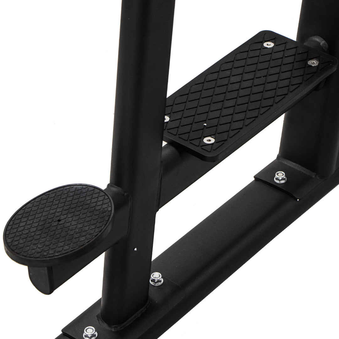 Textured foot platform on TKO power tower for assisted access