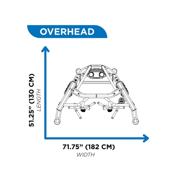 diagram showing functional trainer dimensions including width and height for gym planning
