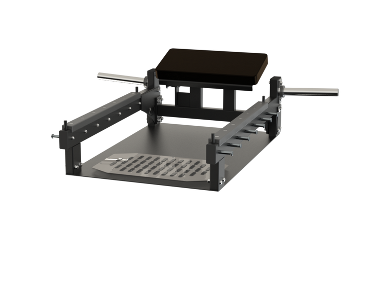 Angled view of the Defiant Strength glute bridge bench showing the adjustable back pad.