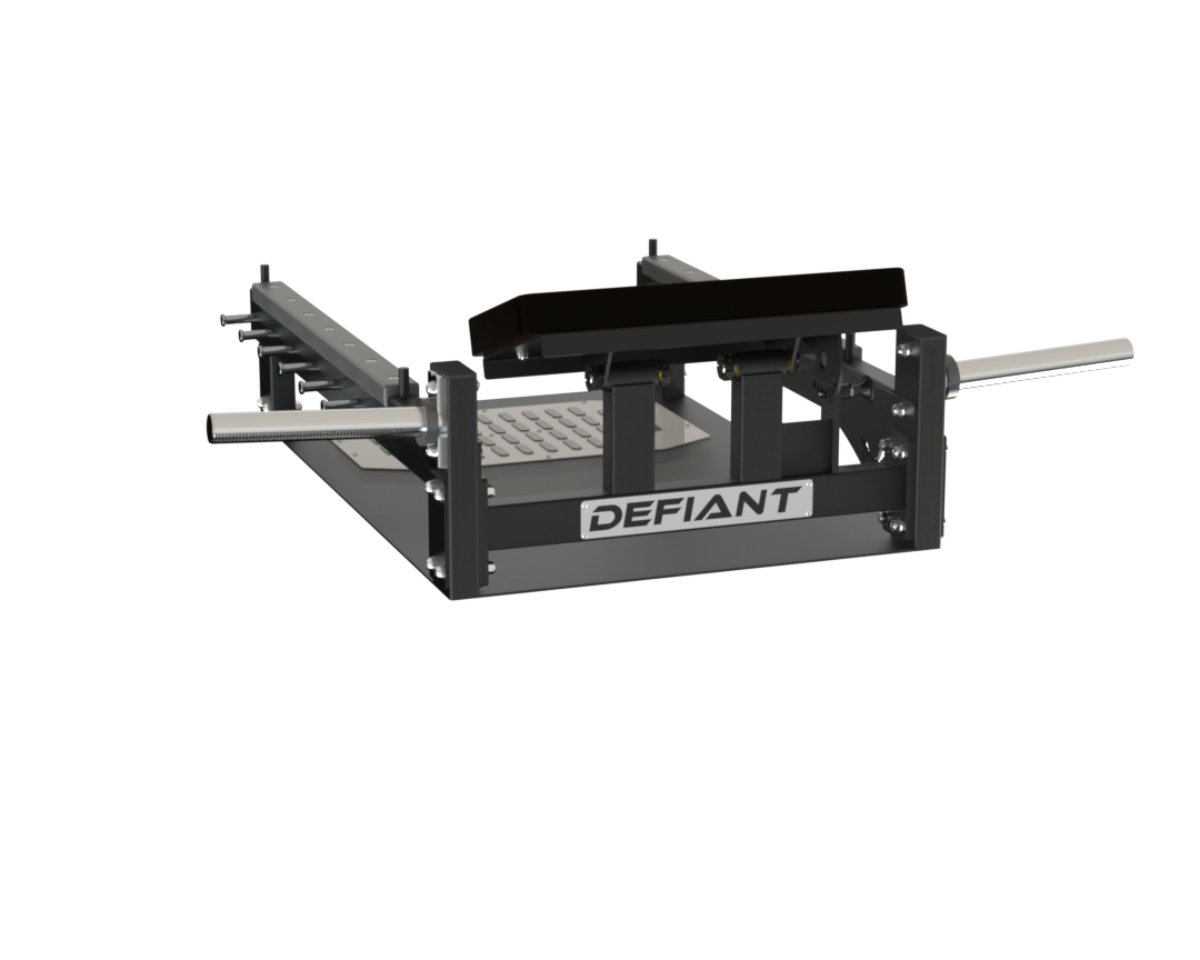 Opposite angle of the Defiant Strength glute bridge bench highlighting its compact design.