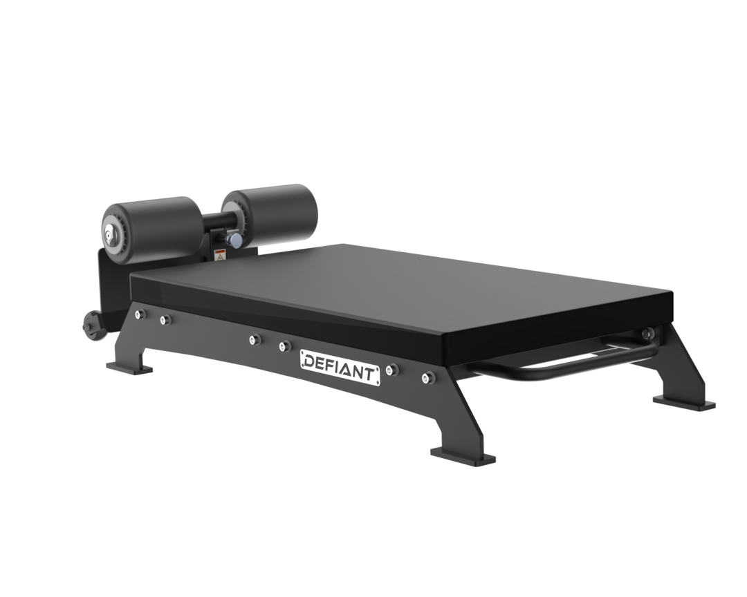 Side view of the Defiant Strength Ground Base Glute Ham Developer.
