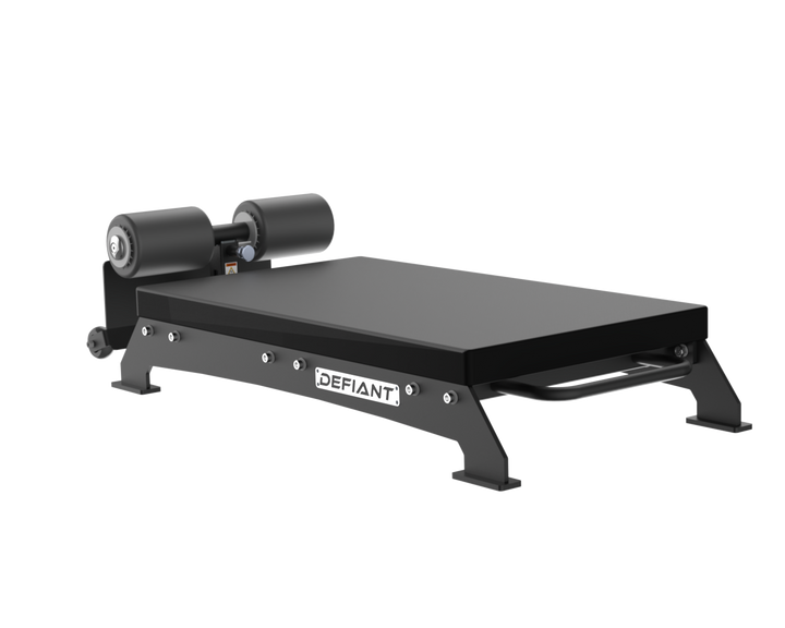 Side view of the Defiant Strength Ground Base Glute Ham Developer.