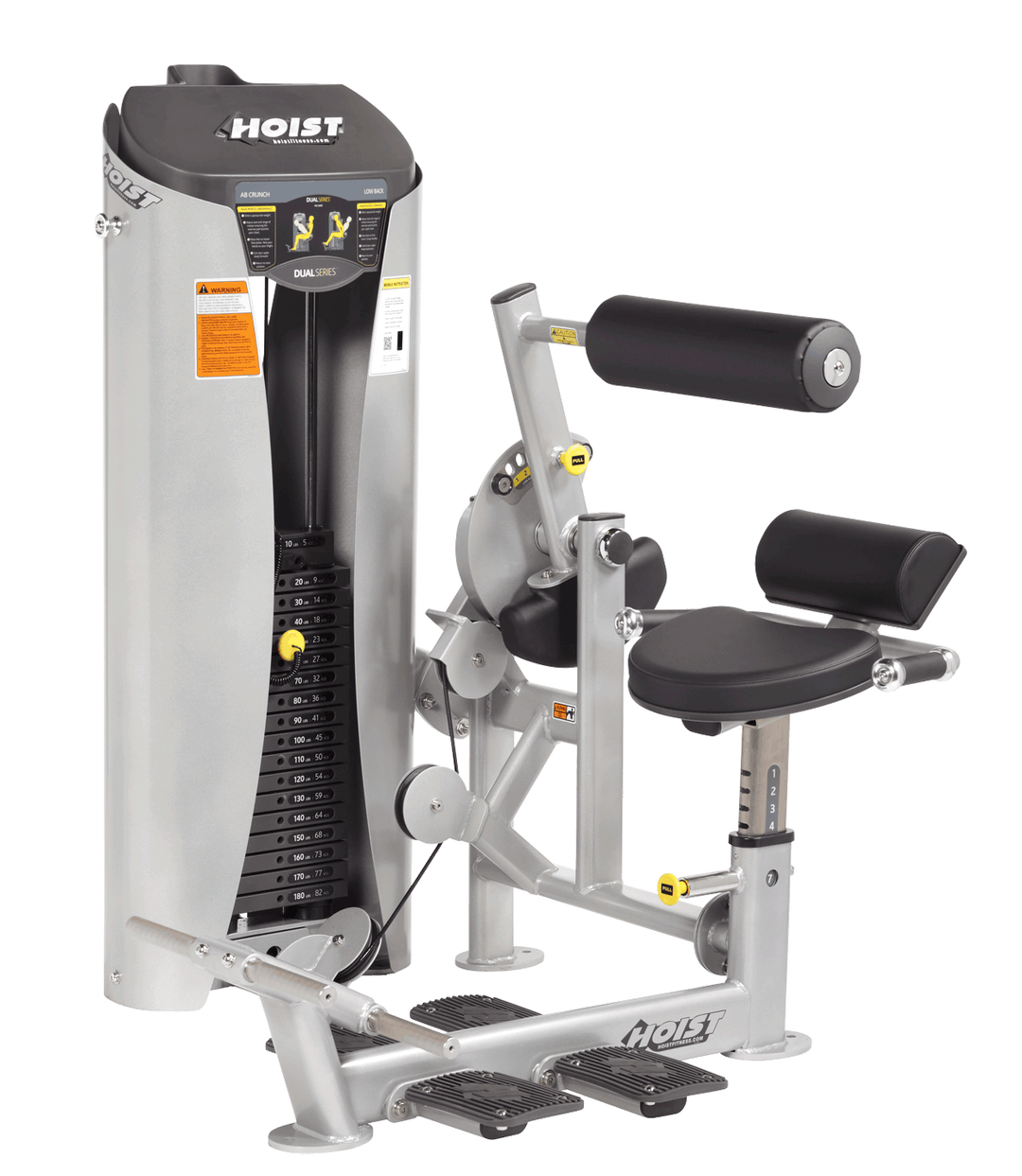 HOIST ab crunch and low back machine for core and lower back strength training in gym