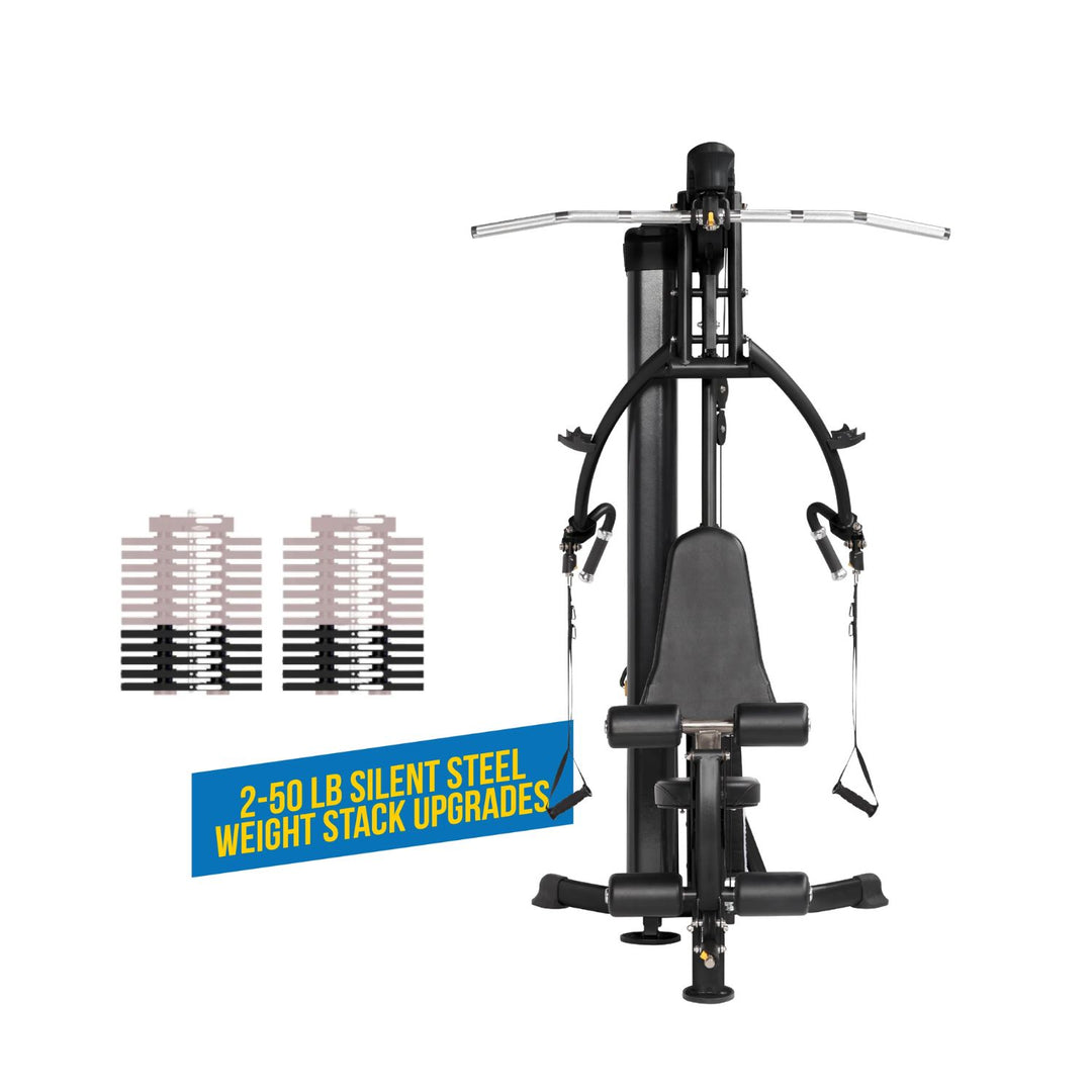 HOIST Mi1 home gym optional weight stack upgrade for increased resistance in progressive strength training