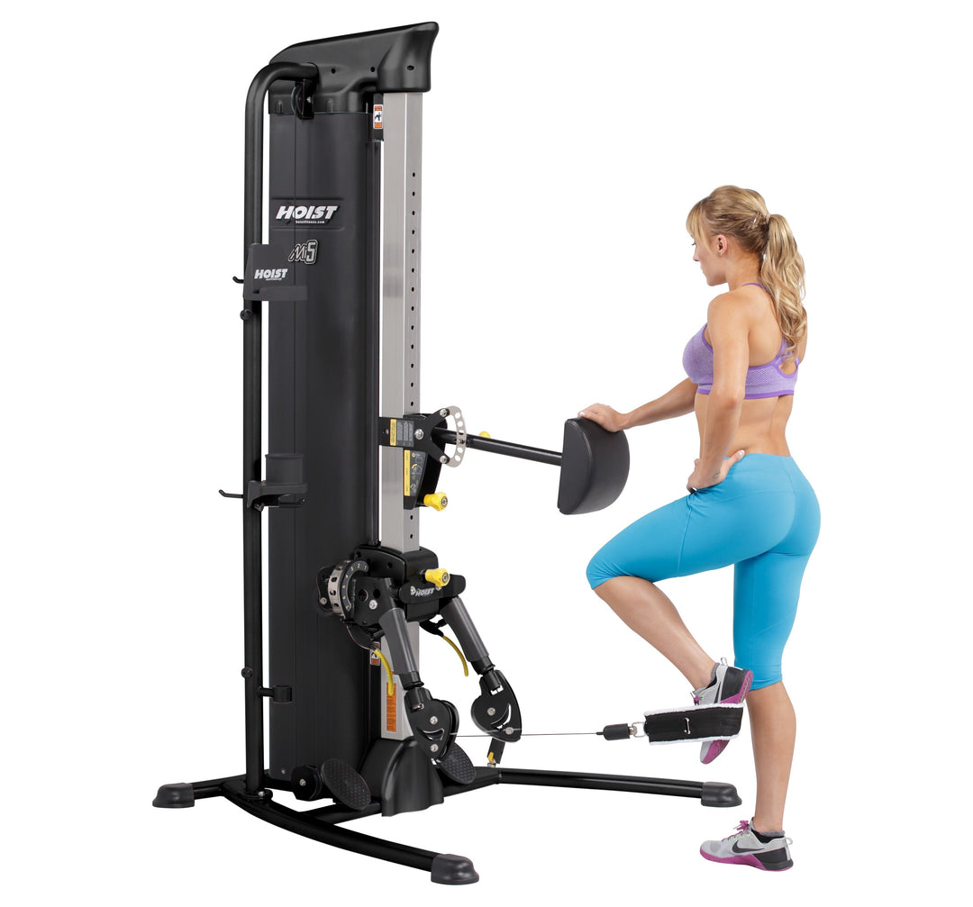 HOIST Mi5 functional trainer cable knee raise for core strengthening and functional fitness training exercises