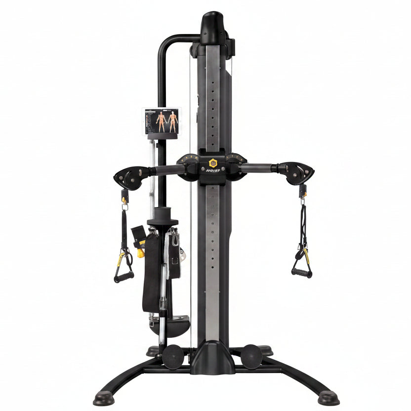 HOIST Mi5 functional trainer front profile with dual pulley columns for versatile cable strength training exercises