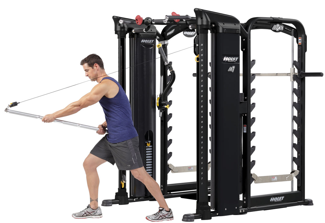 HOIST Mi7Smith functional training system cable row for back strength and functional fitness training workouts