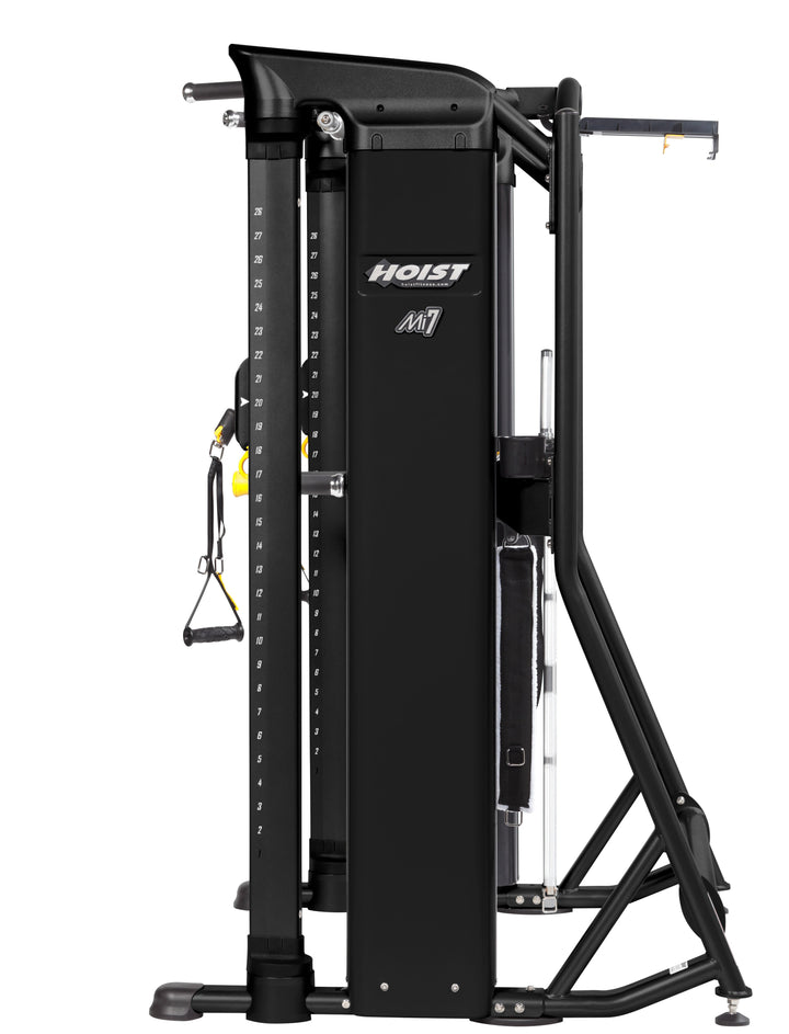HOIST Mi7 functional trainer compact footprint with integrated storage and dual stack resistance system