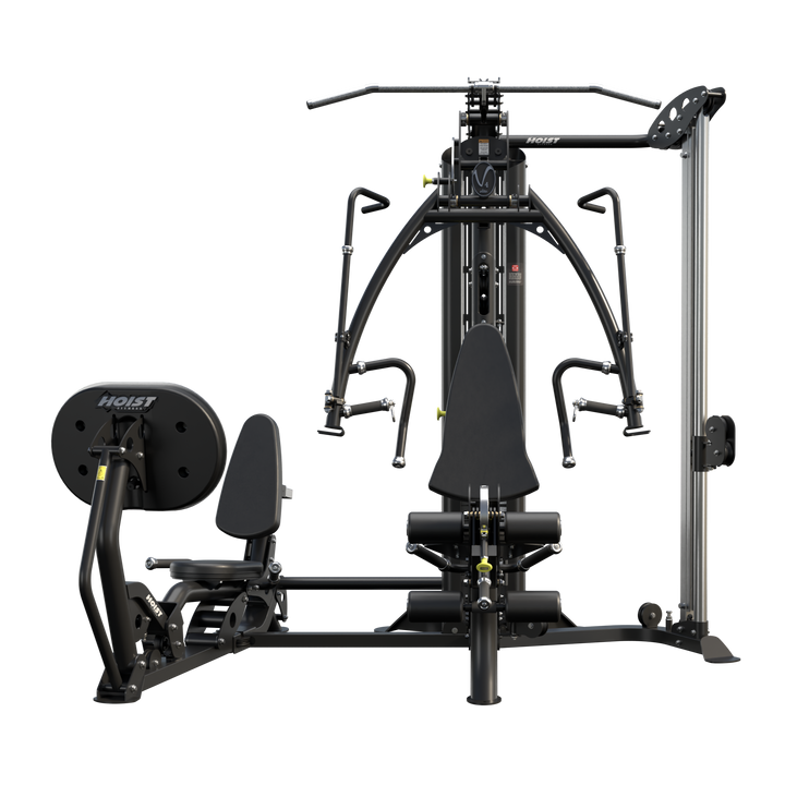 HOIST V4 Elite home gym complete system with leg press and pulley attachments for comprehensive strength training