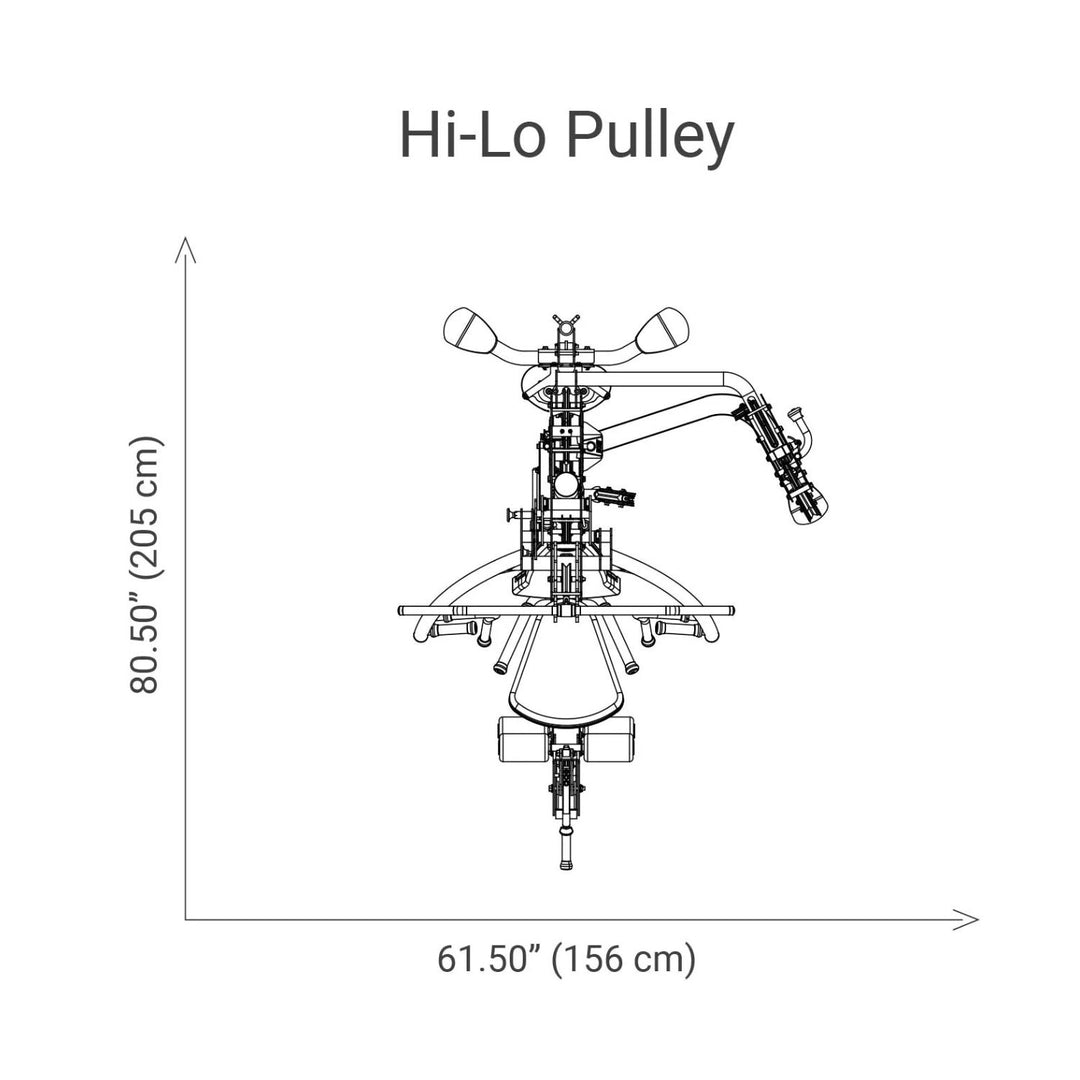HOIST V4 Elite hi lo pulley dimensions showing compact footprint for functional cable training exercises